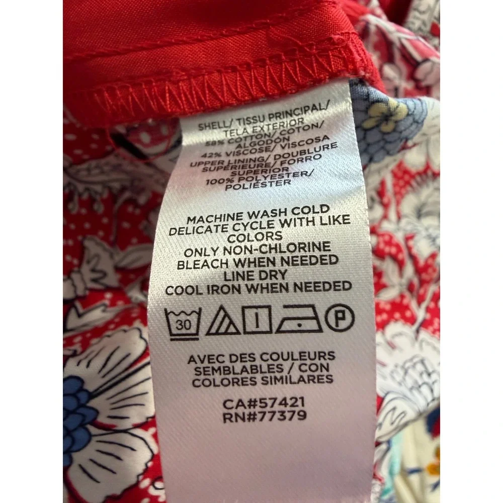 LOFT Outlet Red Floral Halter Neck Wide Leg‎ Jumpsuit Tie Back Womens 14